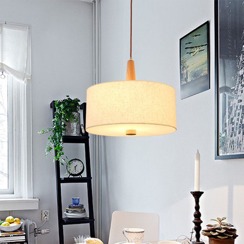 3-Light Drum Chandelier with Wood Accents Modernism Adjustable Ceiling Lights