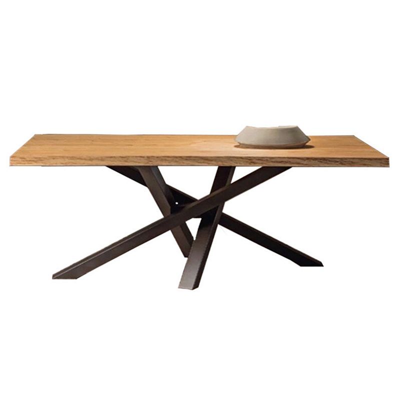 Modern Brown Pine Wood Dining Table Pedestal Casual Dining Table