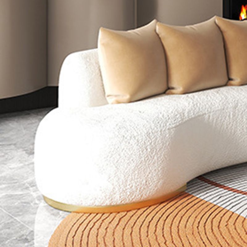 Curved 1/2/3/4-seater Sofa Modern Fabric Armless Sofa in White