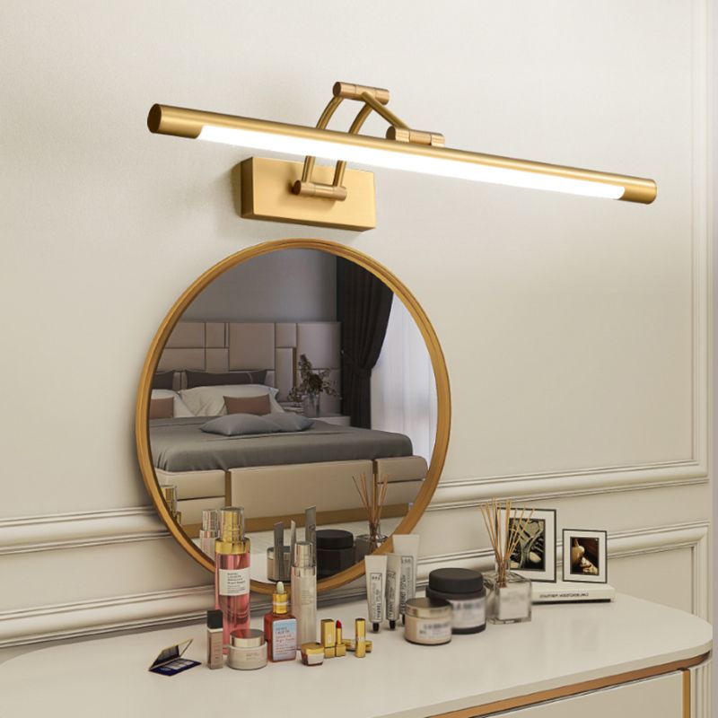 Modern Luxury Style Cylindrical Flush Mount Wall Sconce Copper Wall Mounted Vanity Lights in Gold Finish