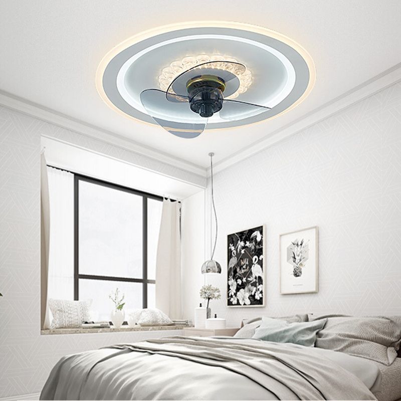 Schlafzimmer LED -Lüfterlampenlampe minimalistische weiße Halbflush -Licht mit kreisförmiger Acrylschatten