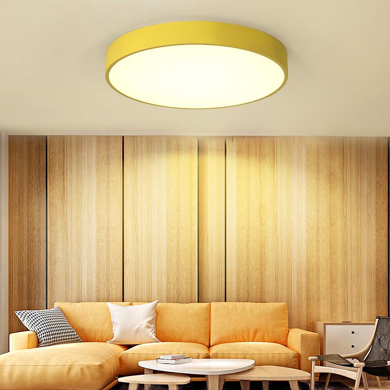 Ronde vorm LED-plafondarmatuur Macaron Eenvoudige woonkamer Acryl inbouwlamp