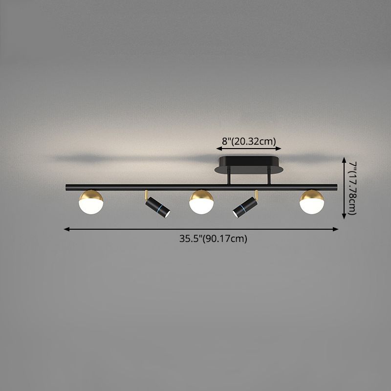 Wrought Iron Track Lighting Modern Linear Ceiling Mounted Lamp for Dining Room