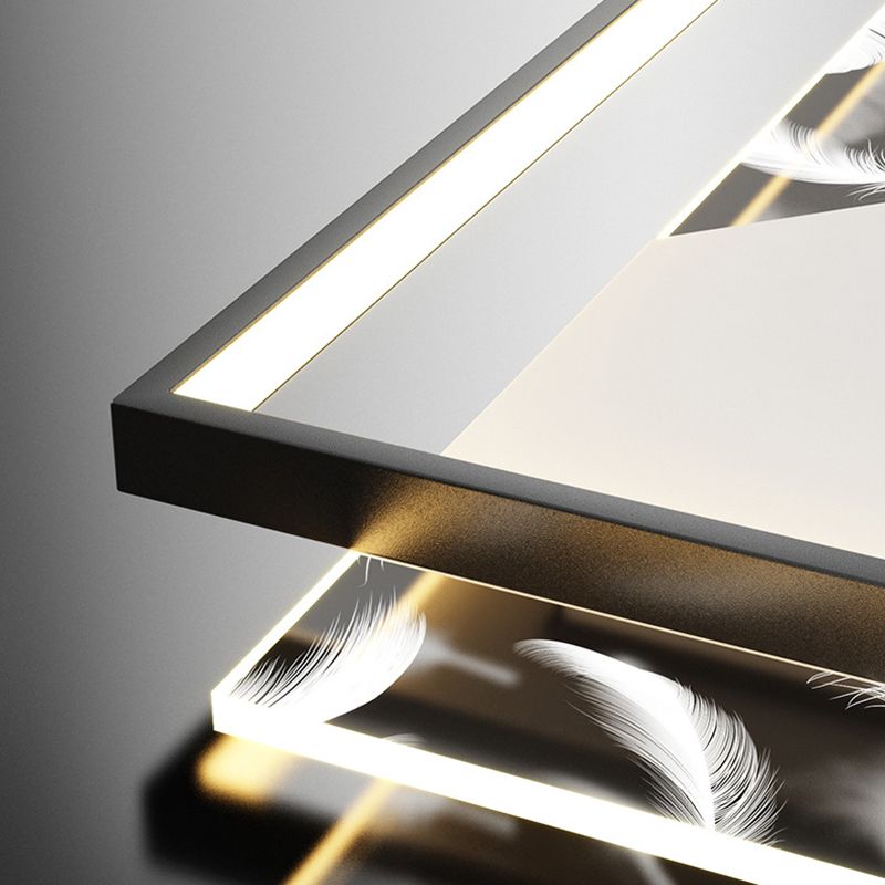 Lámpara empotrada cuadrada contemporánea, lámpara de techo empotrada de metal con 2 luces