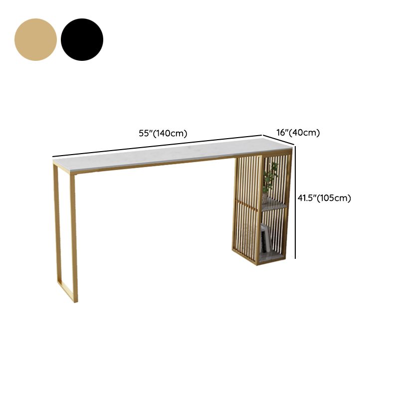 Faux Marble Bistro Bar Table Modern Rectangle Bar Table with Storage