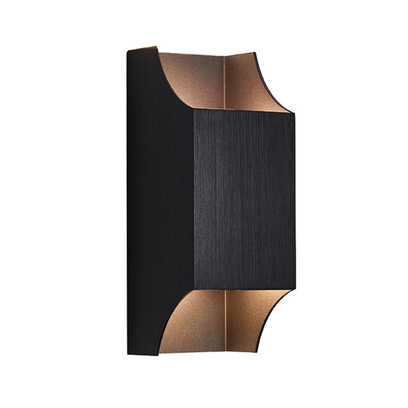 1 Light Bedroom Up and Down LED Wall Sconce with Geometric Metal Shade Black/Grey/White Wall Mount Light
