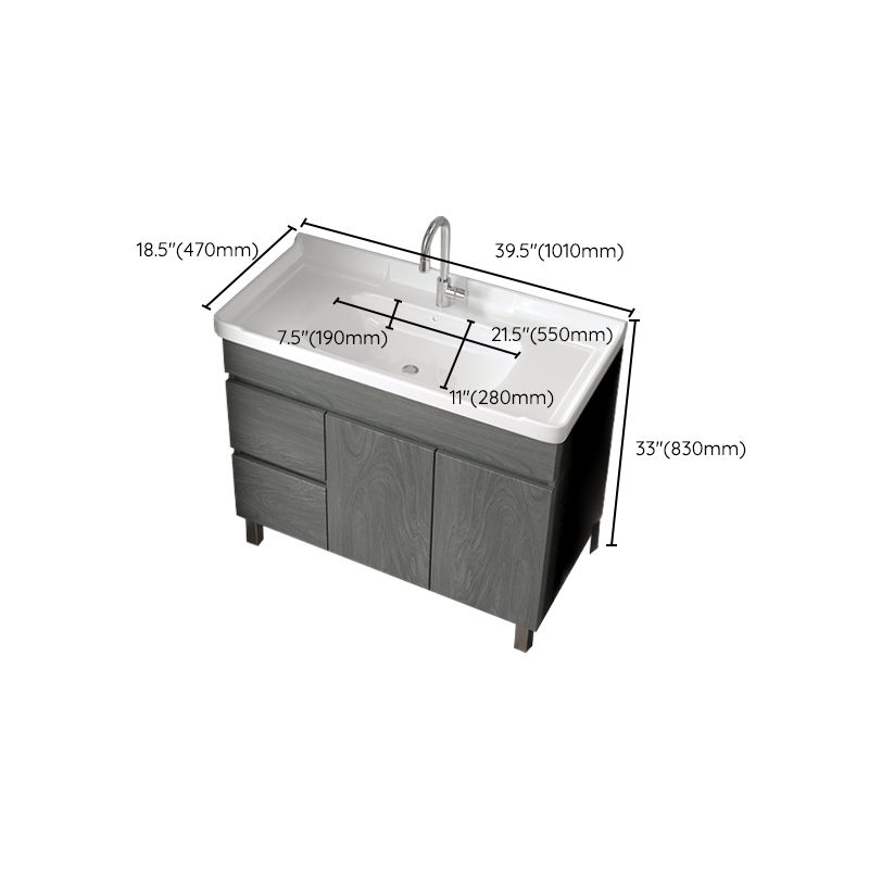 Ceramic Bathroom Vanity Cabinet Modern 32.6" H Bathroom Vanity Set for Balcony