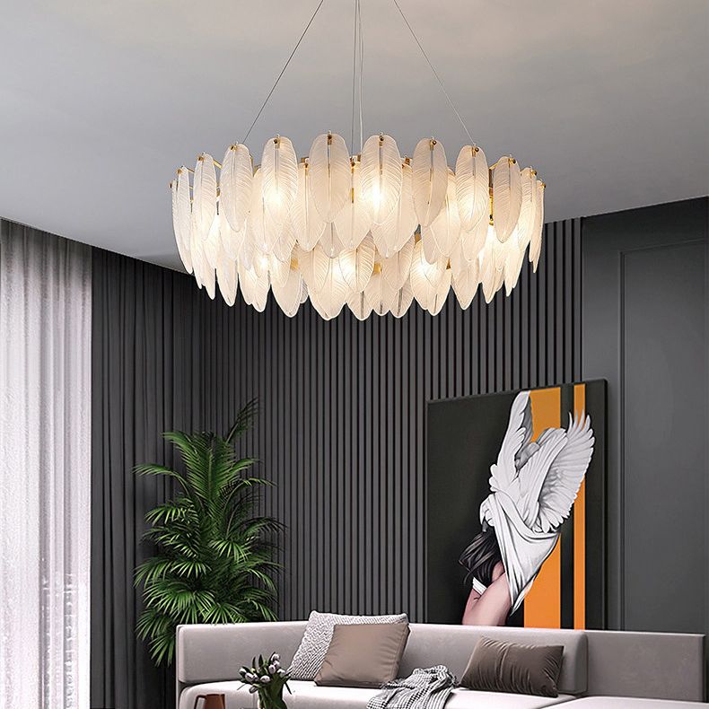 Circle Chandelier Light Fixture Designer Modern Simplicity Glass Pendant Lighting for Restaurant