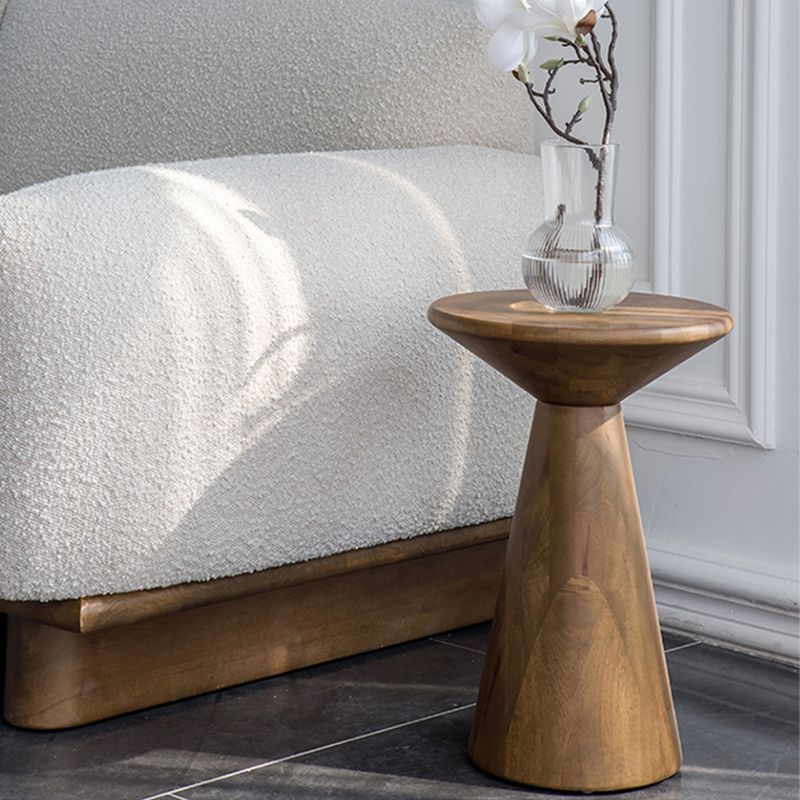 Round Rubberwood End Table Pedestal Side Table for Living Room