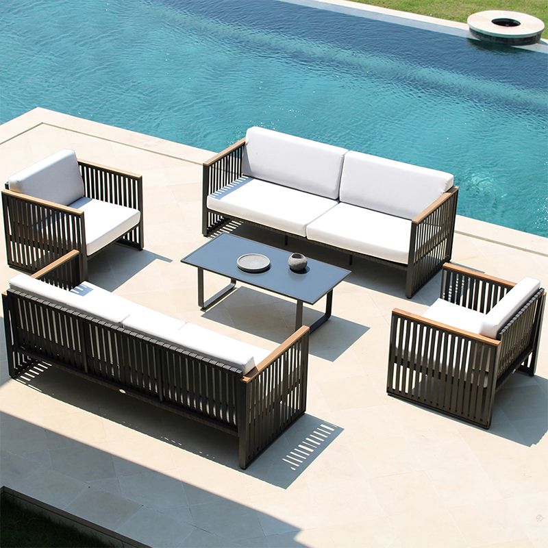 27.55" Wide Cushion Outdoor Sofa UV Resistant Metal Frame Patio Sofa