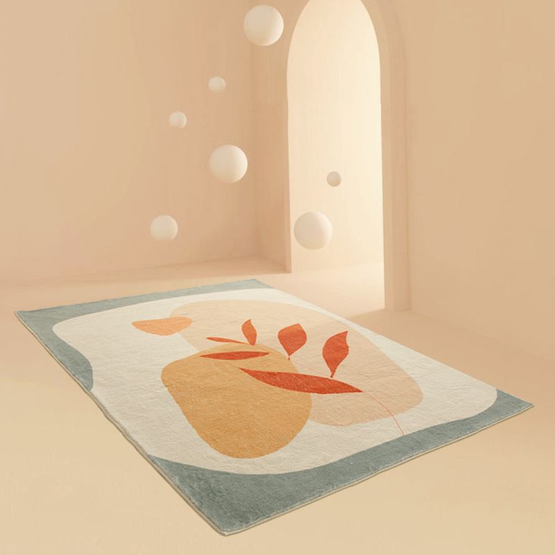Orange Modern Rug Polyester Color Piece Area Rug Washable Rug for Living Room