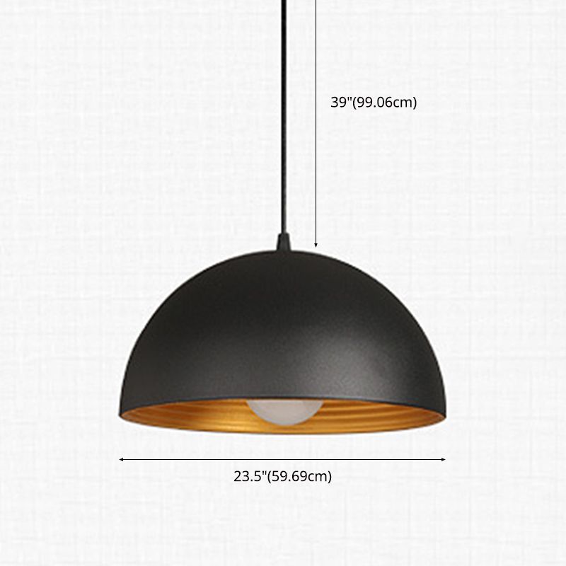 Black Dome Commercial Pendant Lighting Industrial Metal Restaurant Hanging Light Fixture