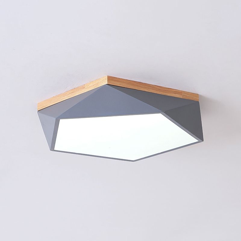 Lámpara empotrada de hierro Pentágono, montaje empotrado de techo LED modernista gris, 16,5"/20,5" de ancho