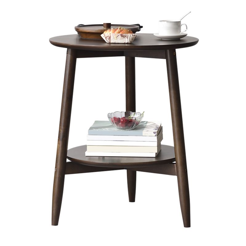 Modernistic Corner Table with Storage Round Double Tier Living Room End Table