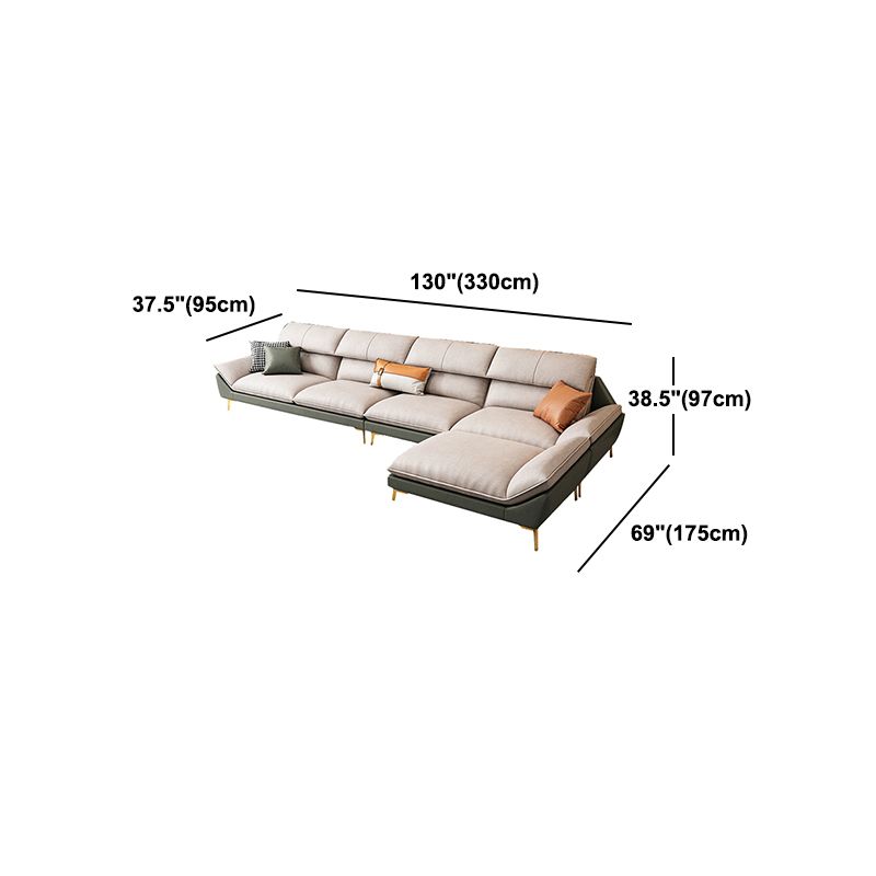 Beige Faux Leather Removable Cushions Sofa/Sectionals with Stain-Resistant