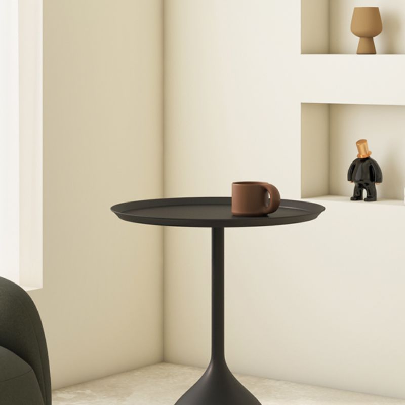 Mid-Century Round Tray Top Side Table 23.62" Tall Metal Pedestal End Table