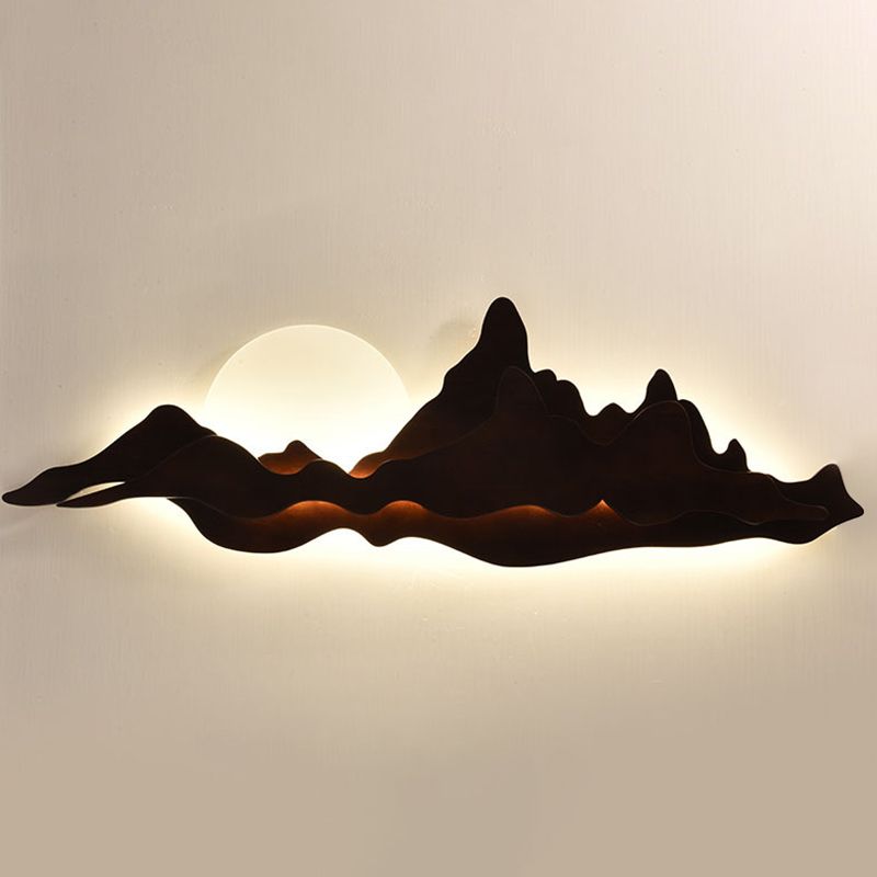Luces de pared de montaña contemporánea Madera Flush Monte Mural aplastador para sala de estar