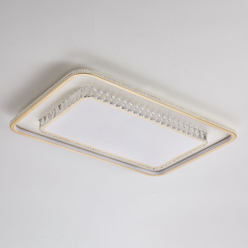 Plafonnier en cristal de forme géométrique, Style moderne en acier inoxydable, 2 lumières encastrées pour chambre à coucher