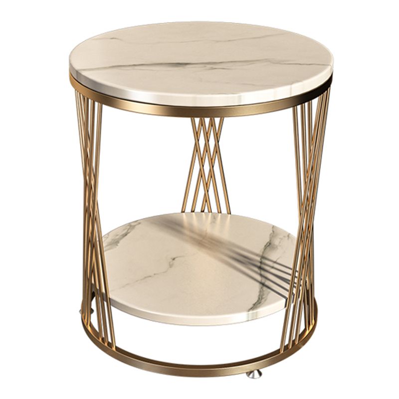 Modern Round Side Table Minimalist Slate Sofa Corner Table with Storage