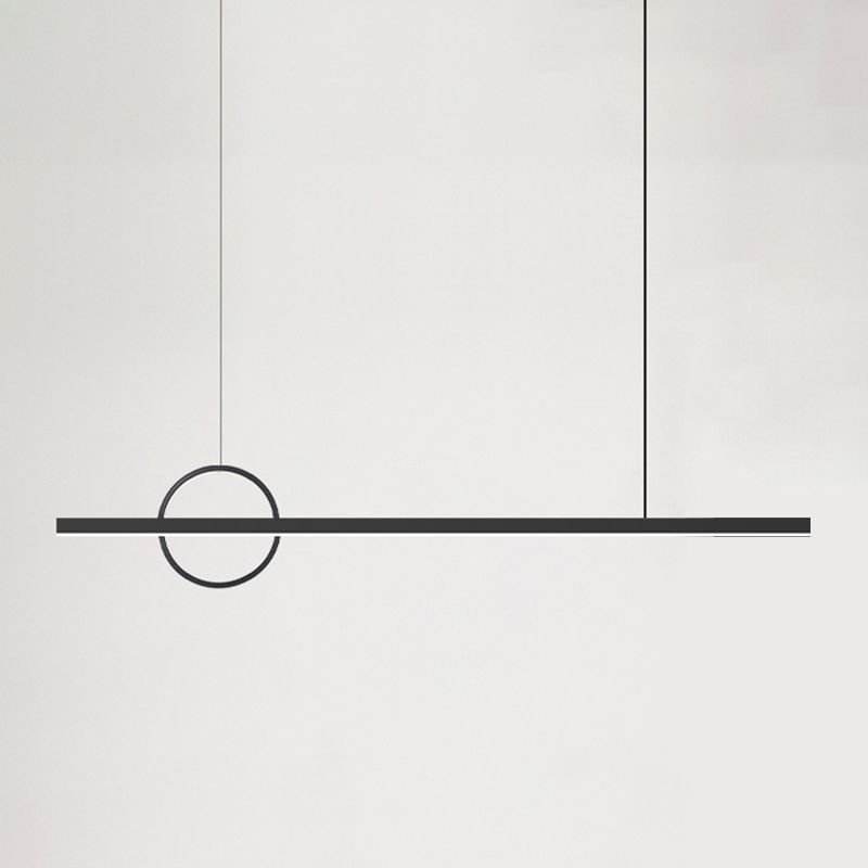 Black LED Island Lamp Modern Simple Island Hanging Lamp with Acrylic Shade for Dining Room