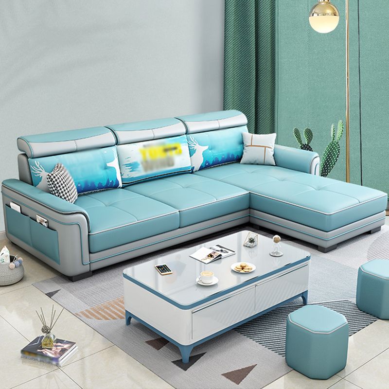 Square Arm L-Shape Right Hand Facing Sectional Sofa with Chaise