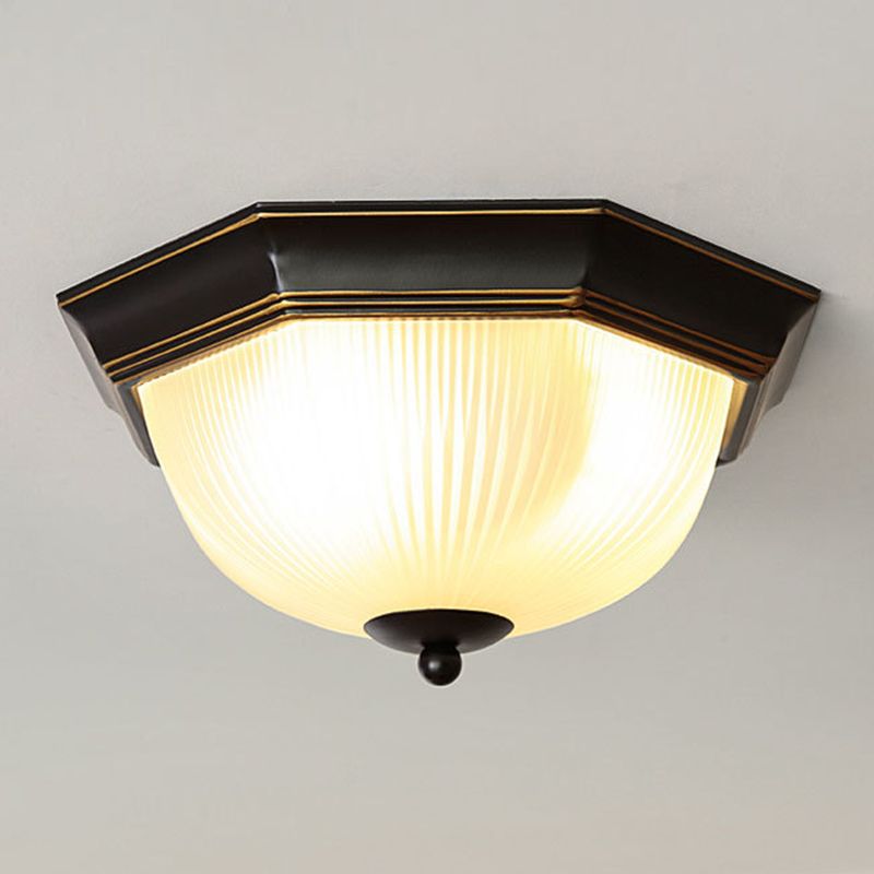 Traditional Dome Flush Ceiling Light Glass Flush Mount Lamp in Black