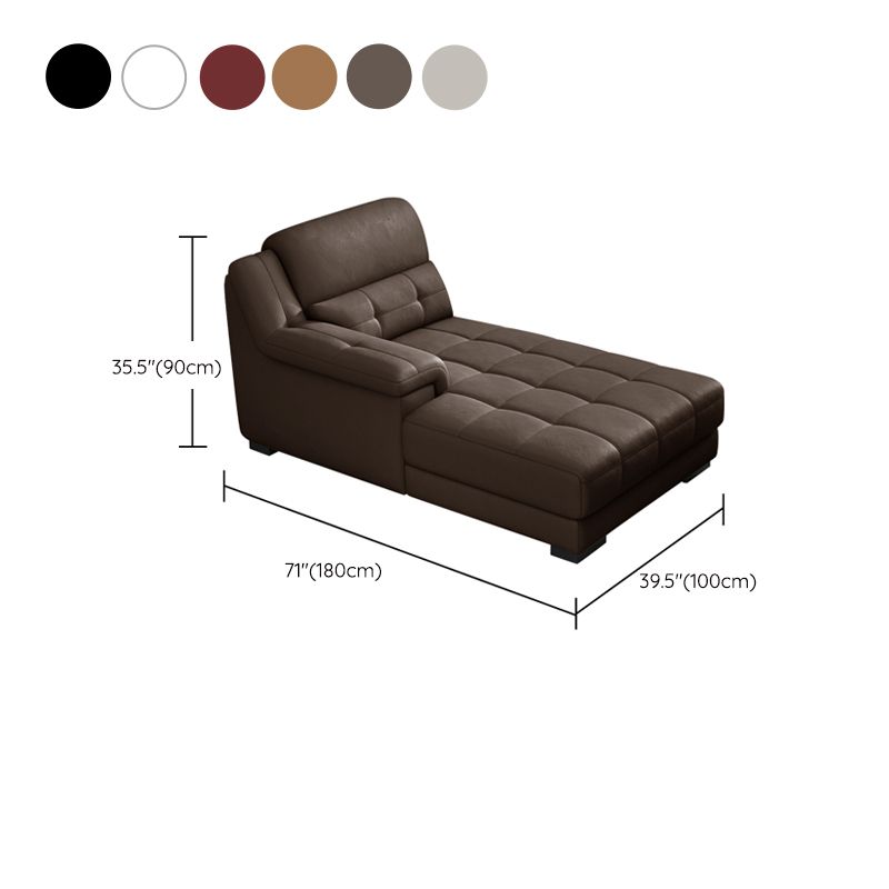Modern Upholstered Cushioned Leather Pillow Top Arms Chaise Lounge Couch