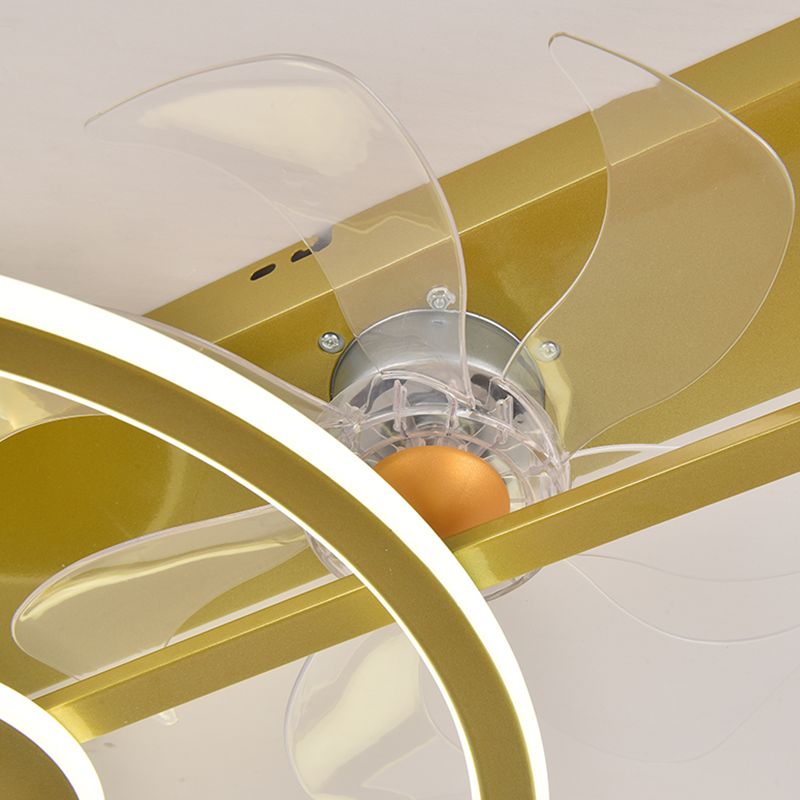Kinderstil Geometrie Deckenventilator Leuchten Metall 2-Licht-LED-Flush Leuchten in Gold