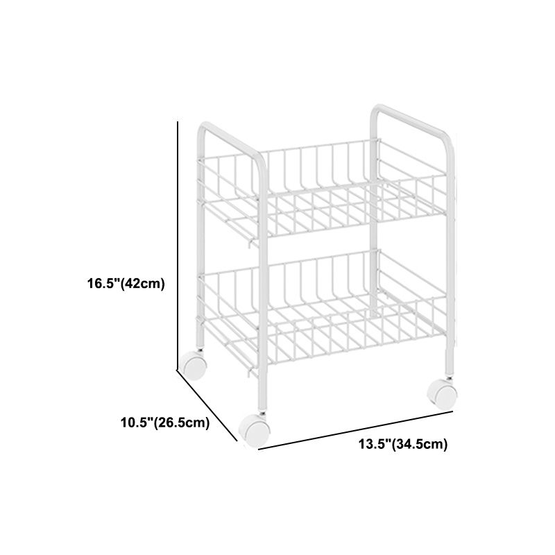 Modern Style Bookshelf White Open Back Metal Bookcase with Caster Wheels
