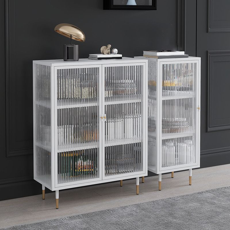 Contemporary Curio Cabinet Glass Doors Metal Storage Cabinet for Living Room