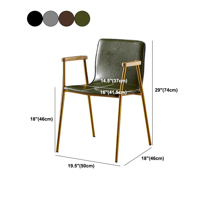 Industrial Dining Arm Chair Leather Dining Chair with Metal Base