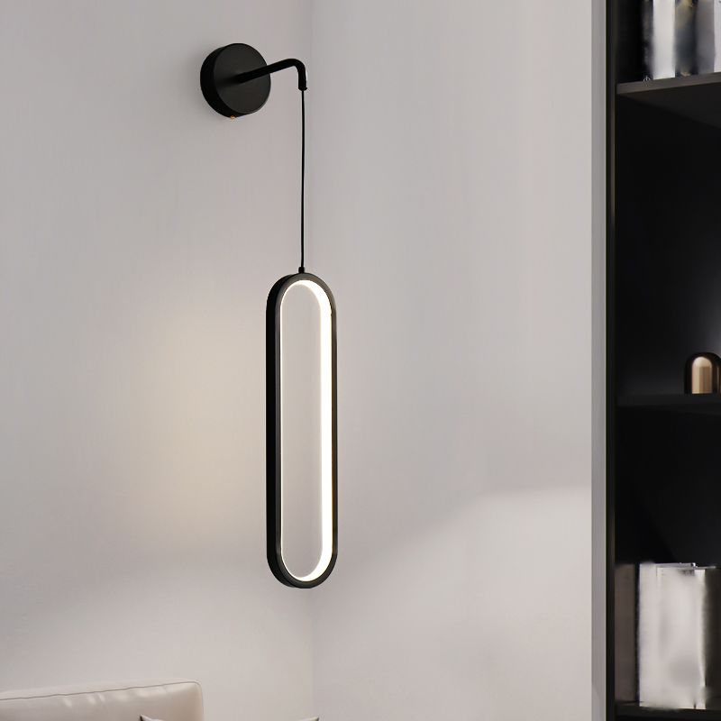 Oval Shade Metal Wall Sconce Modern 1 Light Wall Mount Lighting