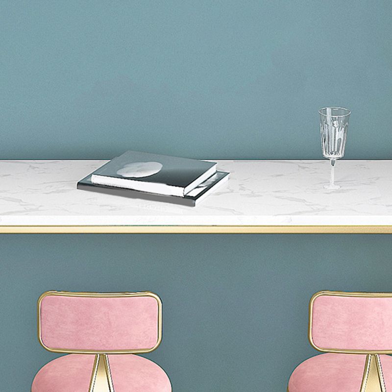 Glam Bar Height Table White Faux Marble Top Bistro Bar Table with Gold Base