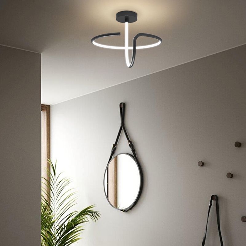 Modern Style Linear Shape Ceiling Light Metal 1 Light Ceiling Lamp for Bedroom