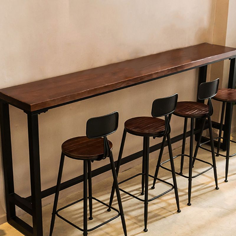 Dark Brown Bar Set with Pine Wood Top 1/2/5/9 Pieces Industrial Rectangle Pub Table Set