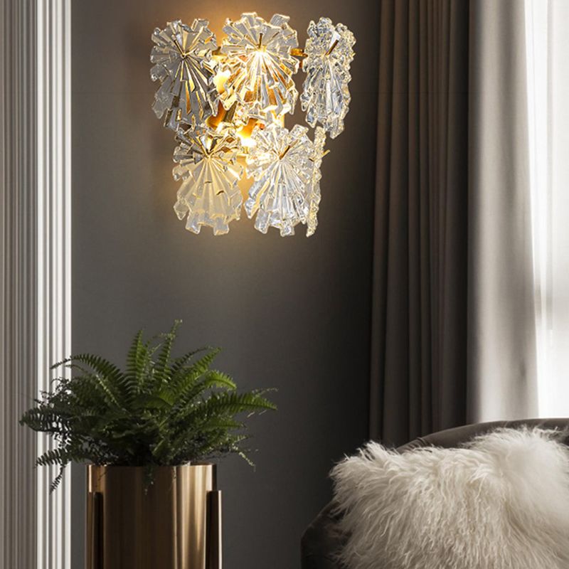Metal & Glass 2 - Light Wall Light Post Modern in Gold & Clear
