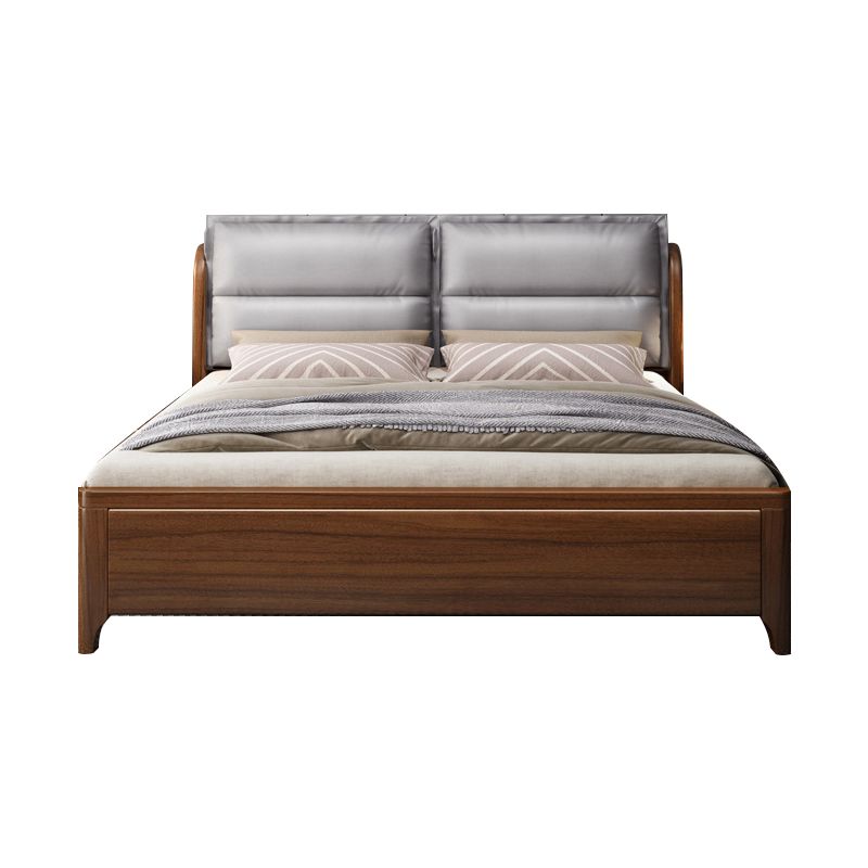 Upholstered Headboard Bed Solid Wood Walnut Bed Low Profile Bed Frame