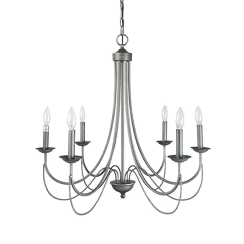 Metal Candle Pendant Chandelier Industrial Dinning Room Chandelier Light Fixture in Aged Silver