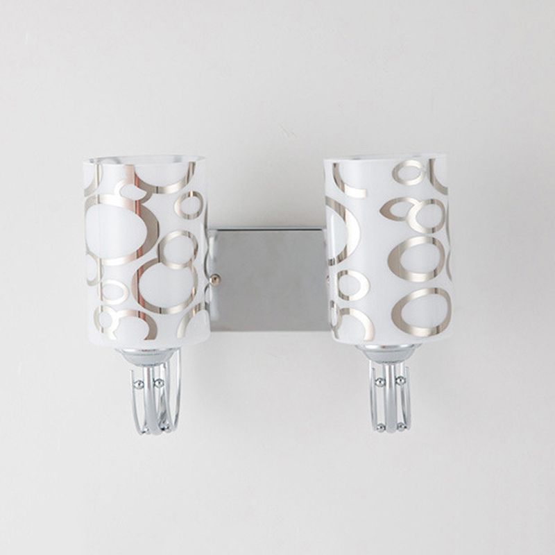 Simple Wall Sconce Cylinder Wall Light Fixture with Glass for Living Room
