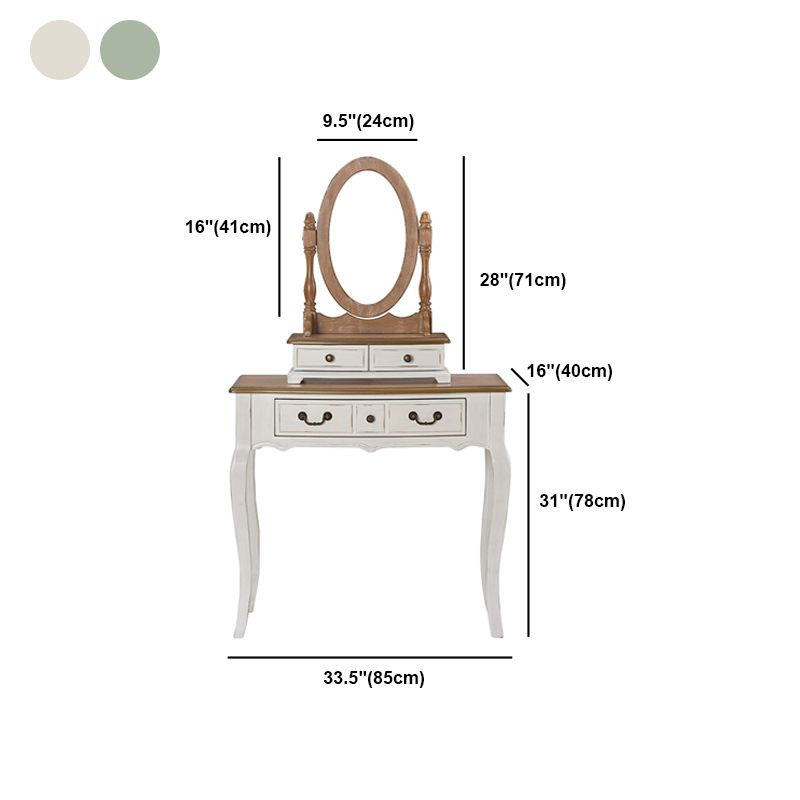 Victorian MakeupTable Stool Set with Mirror and Drawers for Bedroom