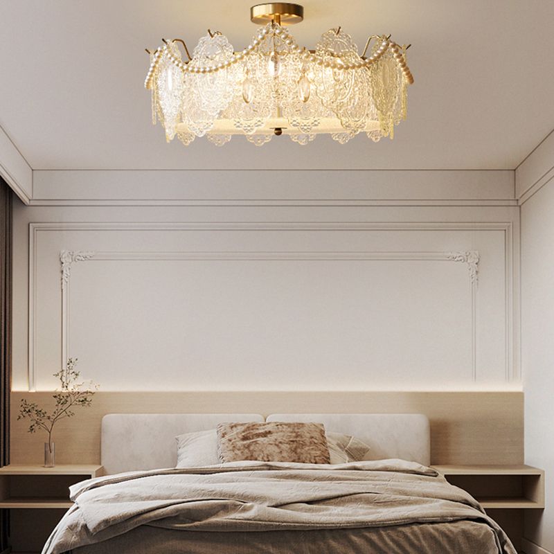 Modern Ceiling Light Household Flush Mount Ceiling Light Fixture with Glass Shade