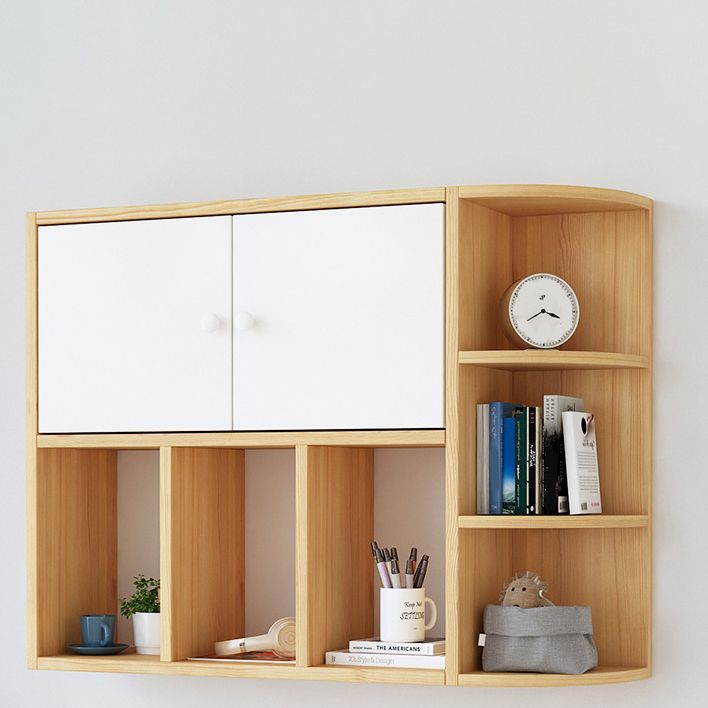 Modern Wall Mounted Bookcase Horizontal Engineered Wood Closed Back Bookshelf