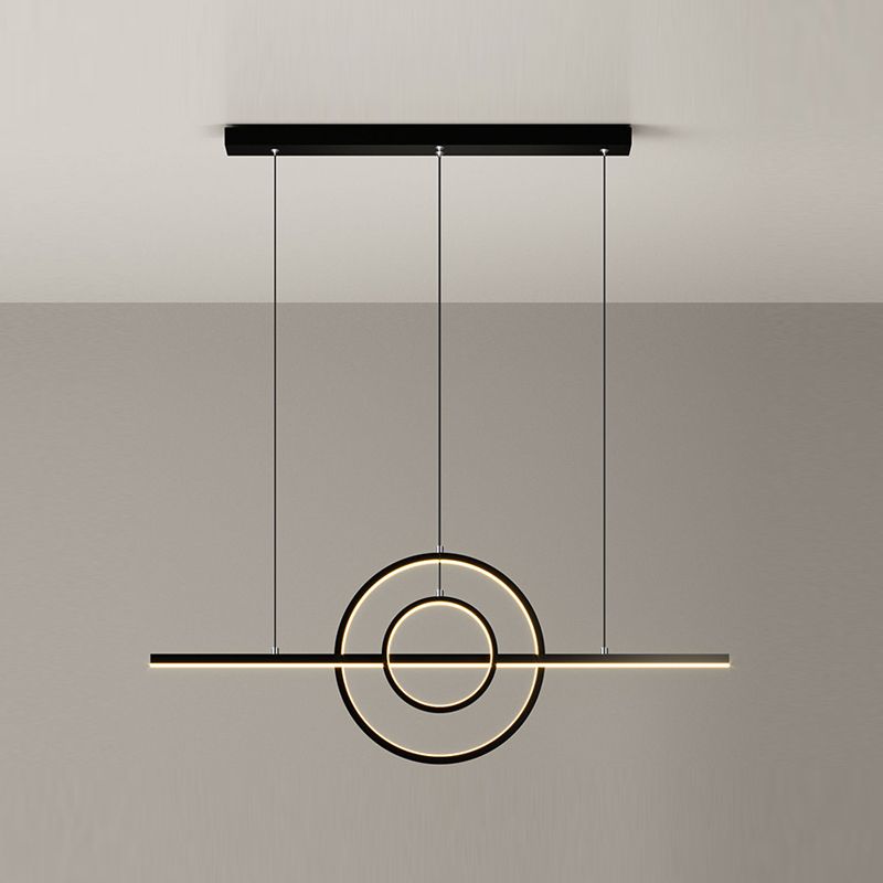 3-Lights Geometric Island Light Modern Metal LED Island Pendant for Living Room