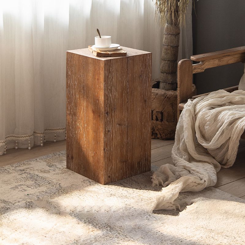Rustic 11.81" Wood End Table Square Side Table in Distressed Finish