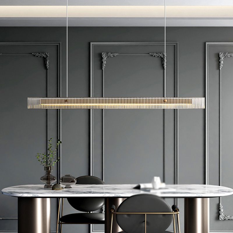 1 Light Glass Linear Hanging Lamp Kit Modern Hanging Island Lights