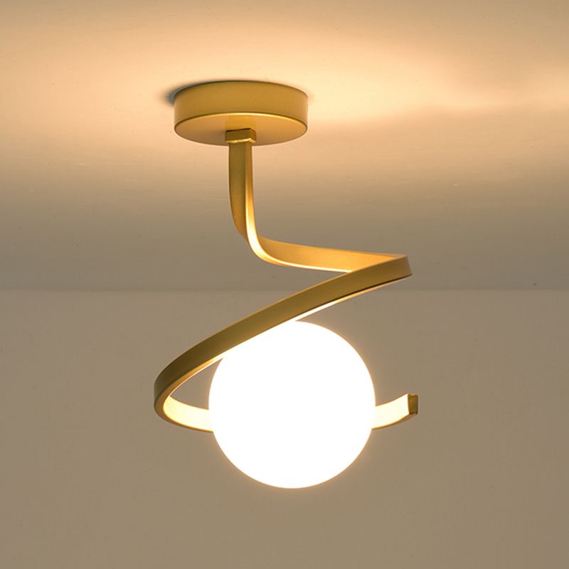 Spherical Ceiling Mount Light 1-Light Modern Round with Glass Shade for Aisle