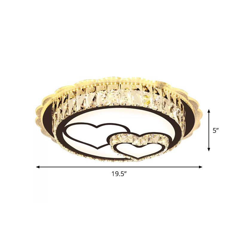 Plafonnier rond en cristal moderne en acier inoxydable, éclairage encastré à LED avec motif cœur/fleur aimant