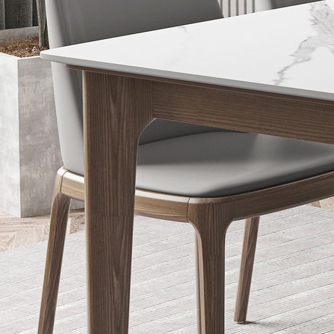 1/4/5/7 Pcs Walnut Wood Modern Dining Set with Sintered Stone Table Dinette Set