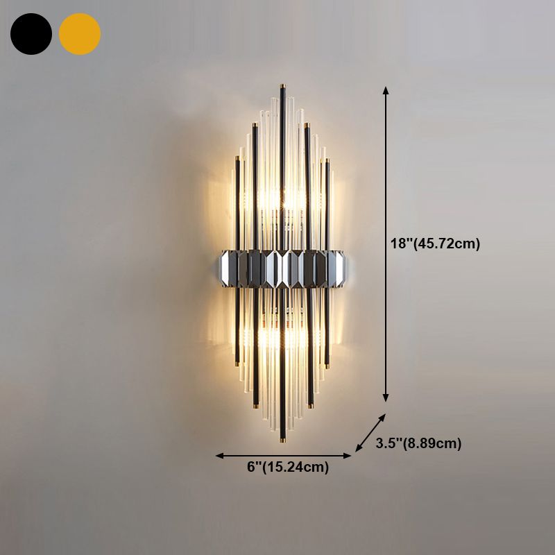 2 Light Unique Wall Sconce Postmodern Style Crystal Wall Lighting for Bedroom