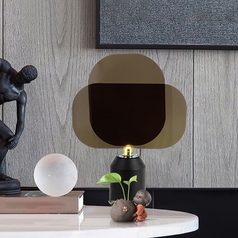 Lampada da tavolo moderna a LED nera con pannello rettangolare in acrilico da comodino per comodino